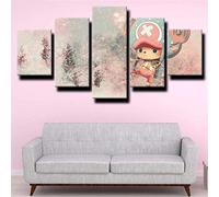 Myrdsio Impressions sur Toile 5 Panneaux Muraux One Piece Tony Tony Chopper Tableau Decoration Murale Tendu sur Chassis Encadrée,Toile Salon Tableaux Murale Decoration