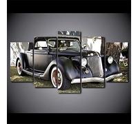 Myrdsio Impressions Sur Toile 5 Panneaux Muraux Peinture De Voitures Anciennes Tableau Decoration Murale 150×80Cm,Tendu Sur Chassis Encadrée,Moderne Toile Salon Tableaux Murale Decoration