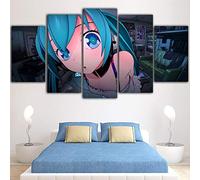 Myrdsio Impressions Sur Toile 5 Panneaux Muraux Personnage D'Anime De Dessin Animé Tableau Decoration Murale 150×80Cm,Tendu Sur Chassis Encadrée,Moderne Toile Salon Tableaux Murale Decoration