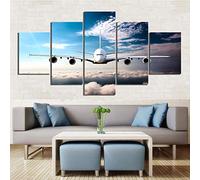 Myrdsio Impressions sur Toile 5 Panneaux Muraux Photo d'avion 5 Pièces Peinture d'impression Tableau Decoration Murale Tendu sur Chassis Encadrée,Toile Salon Tableaux Murale Decoration