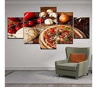 Myrdsio Impressions sur Toile 5 Panneaux Muraux Pizza Food Restaurant 5 Pièces Tableau Decoration Murale Tendu sur Chassis Encadrée,Toile Salon Tableaux Murale Decoration