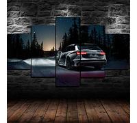 Myrdsio Impressions sur Toile 5 Panneaux Muraux Rs6 Camouflage Peinture Voiture Nuit Tableau Decoration Murale 150×80Cm,Tendu sur Chassis Encadrée,Moderne Toile Salon Tableaux Murale Decoration