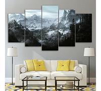 Myrdsio Impressions sur Toile 5 Panneaux Muraux Skyrim Posters Tableau Decoration Murale Tendu sur Chassis Encadrée,Toile Salon Tableaux Murale Decoration