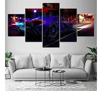 Myrdsio Impressions Sur Toile 5 Panneaux Muraux Sport Racing Car Tableau Decoration Murale 150×80Cm,Tendu Sur Chassis Encadrée,Moderne Toile Salon Tableaux Murale Decoration