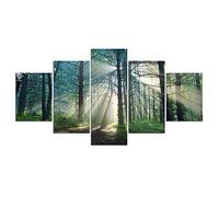 Myrdsio Impressions sur Toile 5 Panneaux Muraux Tree Natural Home Decoration Tableau Decoration Murale Tendu sur Chassis Encadrée,Toile Salon Tableaux Murale Decoration