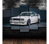 Myrdsio Impressions sur Toile 5 Panneaux Muraux Voiture Classique E30 Série 3 Tableau Decoration Murale Tendu sur Chassis Encadrée,Toile Salon Tableaux Murale Decoration