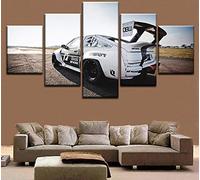 Myrdsio Impressions sur Toile 5 Panneaux Muraux Voiture De Sport Blanche Toyota Tableau Decoration Murale 150×80Cm,Tendu sur Chassis Encadrée,Moderne Toile Salon Tableaux Murale Decoration