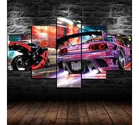 Myrdsio Impressions sur Toile 5 Panneaux Muraux Voiture De Sport Classique De Luxe Rétro Tableau Decoration Murale Tendu sur Chassis Encadrée,Toile Salon Tableaux Murale Decoration