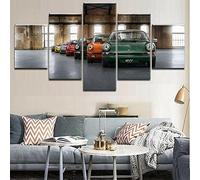 Myrdsio Impressions sur Toile 5 Panneaux Muraux Voiture Porsche 911 Classique Tableau Decoration Murale Tendu sur Chassis Encadrée,Toile Salon Tableaux Murale Decoration