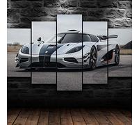 Myrdsio Impressions sur Toile 5 Panneaux Muraux Voiture Sport Luxe Classique Vintage F1 Racing Tableau Decoration Murale Tendu sur Chassis Encadrée,Toile Salon Tableaux Murale Decoration