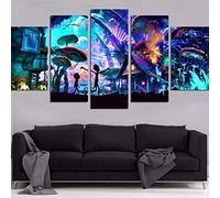 Myrdsio Peinture Murale d'art l'image 5 Pièces Impression sur Toile Intissée 5 Pièces Rick Et Morty Moderne Salon Appartement Domicile Décoration Modulaire Poster Mural Encadré
