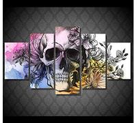 Myrdsio Peinture Murale D'Art L'Image 5 Pièces Impression Sur Toile Intissée Halloween Anniversary Skull Moderne Salon Appartement Domicile Décoration Modulaire Poster Mural Encadré