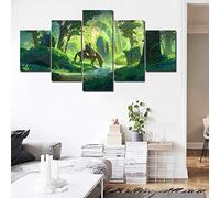 Myrdsio Peinture Murale d'art l'image 5 Pièces Impression sur Toile Intissée Jeu Vidéo Zelda Moderne Salon Appartement Domicile Décoration Modulaire Poster Mural Encadré