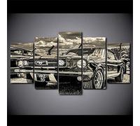 Myrdsio Peinture Murale D'Art L'Image 5 Pièces Impression Sur Toile Intissée Mustang 1965 Moderne Salon Appartement Domicile Décoration Modulaire Poster Mural Encadré