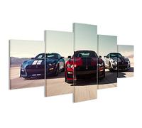 Myrdsio Peinture Murale D'Art L'Image 5 Pièces Impression Sur Toile Intissée Voitures Rouges De Luxe Mustang Shelby Gt500 Moderne Salon Appartement Domicile Décoration Modulaire Poster Mural Encadré