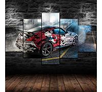 Myrdsio Tableau Decoration Murale 5 Parties Tableau Imprimé Sur Toile Intissee Affiche De Voiture Ajustée 370Z Nismo Image Imprimée Xxl Motif Moderne Dcoration 150×80Cm Avec Cadre