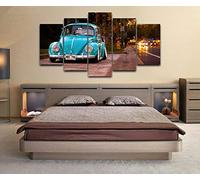 Myrdsio Tableau Decoration Murale 5 Parties Tableau Imprimé Sur Toile Intissee Beetle Lowride Car Image Imprimée Xxl Motif Moderne Dcoration 150×80Cm Avec Cadre