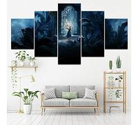 Myrdsio Tableau Decoration Murale 5 Parties Tableau Imprimé Sur Toile Intissee Movie Beauty And The Beast Image Imprimée Xxl Motif Moderne Dcoration 150×80Cm Avec Cadre