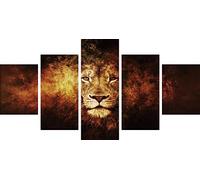 Myrdsio Tableau Decoration Murale 5 Parties Tableau Imprimé Sur Toile Intissee Paysage Animalier Image Imprimée Xxl Motif Moderne Dcoration 150×80Cm Avec Cadre