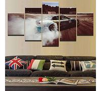 Myrdsio Tableau Decoration Murale 5 Parties Tableau Imprimé Sur Toile Intissee Sports Car Drift Painting Image Imprimée Xxl Motif Moderne Dcoration 150×80Cm Avec Cadre