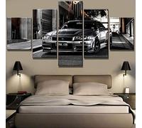 Myrdsio Tableau Decoration Murale 5 Parties Tableau Imprimé Sur Toile Intissee Voiture Skyline Gtr Image Imprimée Xxl Motif Moderne Dcoration 150×80Cm Avec Cadre