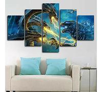 Myrdsio Xxl Tableau Multi Panneau 5 Parties Decoration Murale Film Dragons Monstres Imprimé Sur Toile 5 Pièces Hd Peinture Affiche Mur Art Moderne Motif Peinture Cadre