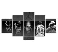 Myrdsio XXL Tableau Multi Panneau 5 Parties Decoration Murale Superstar Michael Jordan, Star du Basketball Imprimé sur Toile 5 Pièces HD Peinture Affiche Mur Art Moderne Motif Peinture Cadre