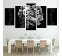 Myrdsio Xxl Tableau Multi Panneau 5 Parties Decoration Murale Visage De Crâne De Sucre Vintage Marilyn * Monroe Imprimé Sur Toile 5 Pièces Hd Peinture Affiche Mur Art Moderne Motif Peinture Cadre