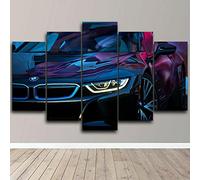 Myrdsio Xxl Tableau Multi Panneau 5 Parties Decoration Murale Voiture De Sport Allemande Bleu Foncé I8 Imprimé Sur Toile 5 Pièces Hd Peinture Affiche Mur Art Moderne Motif Peinture Cadre