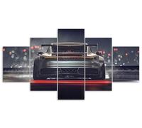 Myrdsio XXL Tableau Multi Panneau 5 Parties Decoration Murale Voiture Porsche 911 Gt3 Imprimé sur Toile 5 Pièces HD Peinture Affiche Mur Art Moderne Motif Peinture Cadre
