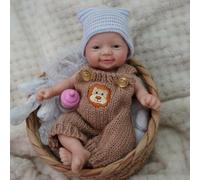 MYREBABY Poupée miniature Reborn en silicone doux pour nouveau-né réaliste avec accessoires d'alimentation (garçon) - 17,8 cm
