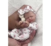 MYREBABY Poupée Reborn, 17,8 cm, poupée en silicone pour fille, Betty, mini poupée réaliste corps complet en silicone avec accessoires d'alimentation et boîte cadeau