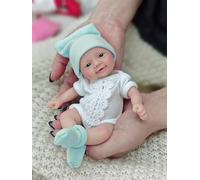 MYREBABY Poupée Reborn en silicone de 17,8 cm pour fille Cindy, mini poupée nouveau-né réaliste en silicone avec accessoires d'alimentation et coffret cadeau