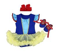 MYRISAM Costume de Carnaval pour Bébé Filles Déguisement Princesse Blanche Neige Sirène Minnie Robe Tutu à Pois Anniversaire Halloween Noël Fête avec Bandeau Chaussures 12-18 mois