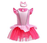 MYRISAM Costume de Carnaval pour Filles de Bébé Aurore Anniversaire de Princesse Tutu Robe Romper Bodysuit w/Bandeau Tenue de Noël Halloween 12-18 mois