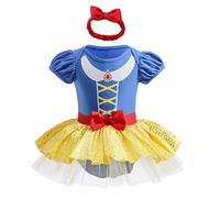 MYRISAM Costume de Carnaval pour Filles de Bébé Blanche-Neige Anniversaire de Princesse Tutu Robe Romper Bodysuit w/Bandeau Tenue de Noël Halloween 12-18 mois