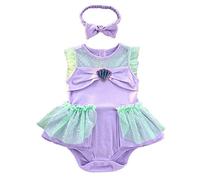 MYRISAM Costume de Carnaval pour Filles de Bébé Blanche-Neige Sirène Belle Sofia Anniversaire de Princesse Tutu Robe Romper Bodysuit w/Bandeau Tenue de Noël Halloween 12-18 mois