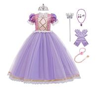 MYRISAM Raiponce Princesse Halloween Costume Sofia Costume Deluxe Fête Déguisement pour Filles Avec Gants Accessoires Bijoux - Violet - Small