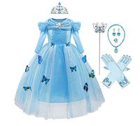 MYRISAM Robe de Cendrillon avec Accessoires Papillon Déguisements Filles Princesse Costume de Carnaval Halloween Cosplay Noël Robe de Soirée Cérémonie Anniversaire Photographie Bal 2-3