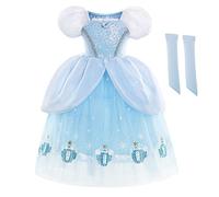 MYRISAM Robe de Cendrillon Papillon Déguisements Filles Princesse Cinderella Costume de Carnaval Halloween Cosplay Noël Robe de Soirée Cérémonie Anniversaire Bal avec Manches Bras 5-6 ans