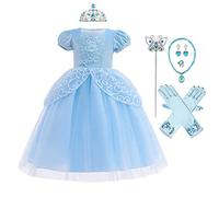 MYRISAM Robe de Cendrillon Papillon Déguisements Filles Princesse Cinderella Costume de Carnaval Halloween Cosplay Noël Robe de Soirée Cérémonie Anniversaire Bal avec Accessoires 5-6 ans