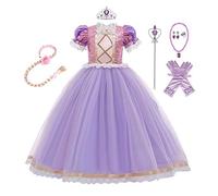 MYRISAM Robe de Sofia de Carnaval Déguisements Filles Princesse Costume de Raiponce Enfants Conte de Fée Halloween Cosplay Noël Robe de Soirée Cérémonie Anniversaire avec Accessoires 6-7 ans