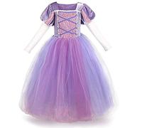 MYRISAM Robe de Sofia de Carnaval Déguisements Filles Princesse Costume de Raiponce Enfants Conte de Fée Halloween Cosplay Noël Robe de Soirée Cérémonie Anniversaire Photographie 7-8 ans