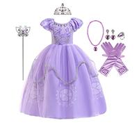 MYRISAM Robe de Sofia de Carnaval Déguisements Filles Princesse Costume de Raiponce Enfants Conte de Fée Halloween Cosplay Noël Robe de Soirée Cérémonie Anniversaire avec Accessoires 4-5 ans