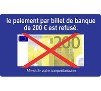 Myristick - Autocollant(sticker) - Paiement billet de 200 euros refusé - 15x9.2cm - Anti-UV - Bleu - Verre, Plastique - PVC - Minimaliste - Rectangulaire - Imprimée lettre