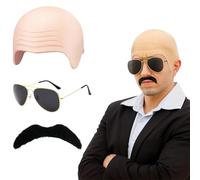 MyrkalaToy Casquette Chauve, avec Perruque, Casquette Fausse Moustache, Lunettes de Soleil, Casquette Chauve pour Fête et Cosplay, Taille Unique, Accessoire de Costume pour les Enfants Adultes
