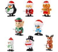 MyrkalaToy Jouet à Remonter Noël pour Enfants 8 Pièces Noël Clockwork Mini Jouets Cadeaux Noël Wind Up Jouets, Bonhomme de Neige Renne Jouet pour Enfants Secret Santa Party Sac Cadeau pour Noël Décor