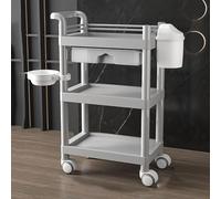 MYRTFK Chariot à roulettes à 3 Niveaux, Chariot de Service médical avec tiroirs, Chariot de Rangement Utilitaire avec poignées, Salon, Spa, hôpital, Bureau, Laboratoire, Salle de Bain(Gray)