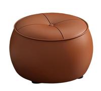 MYRTFK Tabouret Rond, Repose-Pieds rembourré, Pouf avec Patins antidérapants, Ottoman capitonné pour Salon, Chambre, Balcon(Orange)