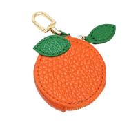 /Myrtille/Fruit Pendentif Cerise Orange Cuir Portefeuille Mignon Porte-clés Mini Fermeture Éclair Porte-clés (C, 6 cm)